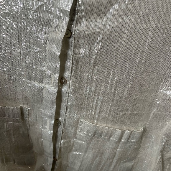 Zara Woman Cream With Silver Metallic Threading Sz S - Picture 3 of 7